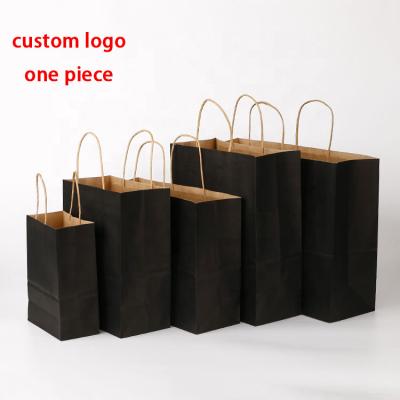 China Recycled Materials Shoe Clothing Shopping Kraft Paper Bag Custom Print Logo Take Away Food Wholesale Gift Paper Bag With Handle for sale