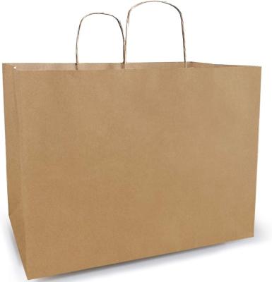 China Recycled Materials Custom Printed Brown Kraft Shopping Paper Bag With Handles for sale