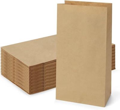 China Recycled Materials Custom Design Logo Grease proof Baking Barbecue Bread Snack Food Takeout Takeaway Packaging Square Bottom White Kraft Paper Bag for sale