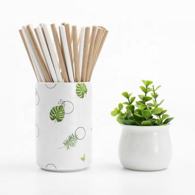 China Disposable custom disposable black bubble tea paper straws white disposable drinking striped paper straws for sale