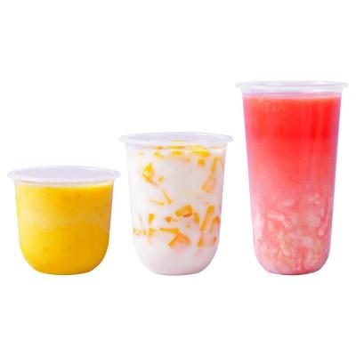 China Single Wall 500ml 16oz PP U Shape cup Clear Disposable Plastic cup Boba Bubble Milk Tea Cup with lid for sale