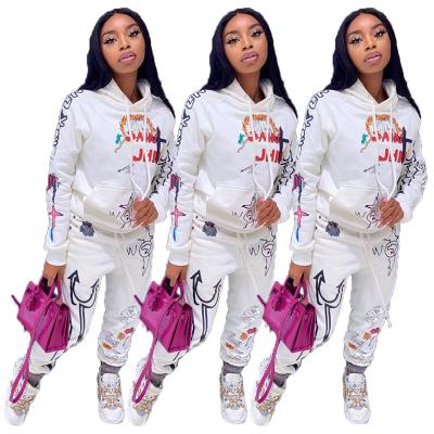 China New Anti-wrinkle Women's Sets Clothes Hoodies Pants 2 Pieces Set Hot Ladies Printed Womens Outfits Matching Suit Women Tracksuit for sale