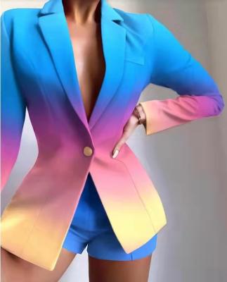 China Breathable Size Quality Ladies Blazer Suits Office Wear Women's Blazer Two Piece Shorts Set Casual Business Office Professional Suit for sale