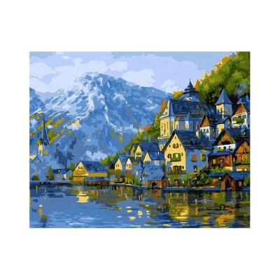 China Waterproof+ECO-Friendly 40*50 Beautiful Landscape Oil Painting Canvas Oil Painting Home Decoration Craft Digital Art for sale