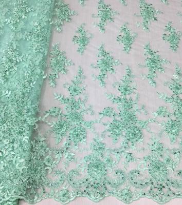 China High Quality Handmade Heavy Beaded Lace Fabric Luxury Tulle Lace Fabric Shrink-Resistant Embroidery Making Lace Fabric Materials for sale