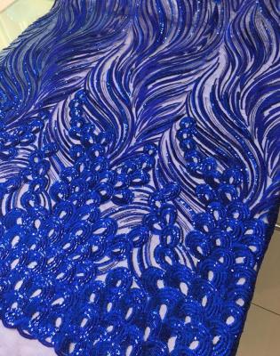 China Superior Fashion Evening Dress Fabric All Over Shiny Sequin Embroidery Lace Fabric Designs For Formal Dress Or Bridal Shrink-Resistant for sale