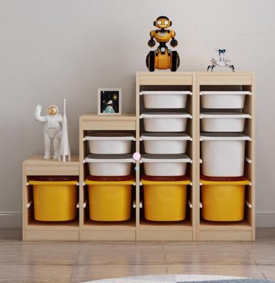 China Modern Wooden Kids Show Organizer Children Shelf Book Storage with 3 Shelves Wooden Cabinet for Kidsroom Furniture for sale