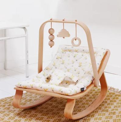 China 2021 Baby Rocking Chair New Childhood Wooden Small Rocking Chair Crib Bed For Baby Balance Rocker Chair Baby Bouncer Bedroom Wooden Furniture for sale