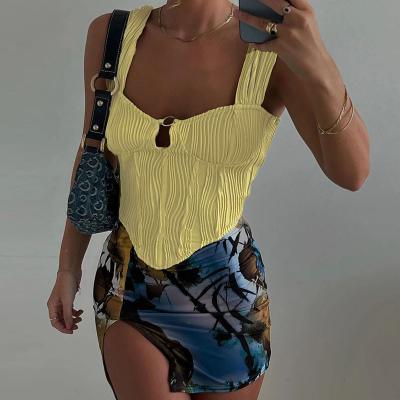 China 2022Summer New Fashion Women's Irregular Backless Slim Fit Vest Crop Tops Sexy Off-the-Shoulder Strapless Tank Tops Crop Top for sale