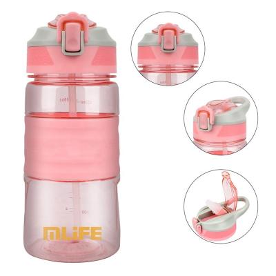 China Sustainable New Arrival Popular Plastic Tritan 450ml Kids Drinking Water Bottle With Straw for sale