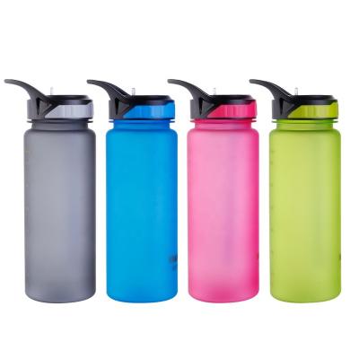 China Wholesale 650ml Viable Portable Plastic Handle BPA Free Water Bottles With Straw for sale