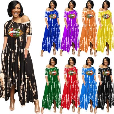 China hot sale Anti-wrinkle 2022 plus size ball gown casual tie dye dress big size women dress for fat women 5XL for sale