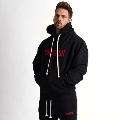 China Plain Black Anti-Shrink High Quality Plus Size Men's Hoodies Custom Logo Printed Pullover Plus Size Hoodies For Adult for sale