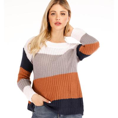 China Plus Size Plus Size Women's Casual Patchwork Sweaters Knitted Pullovers for sale