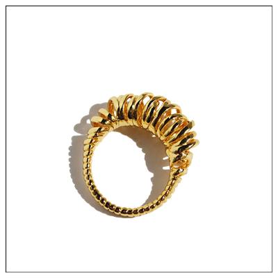 China CLASSIC Ring Female Brass 18k Gold Finger Ring Spring Ring Stacking Index Gold Plated Metal Winding Cavity for sale