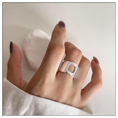 China Ring Minimalist Crystal 925 Urban Silver Geometry Square Color High Quality Design Up-to-date Jewelry Ring for sale