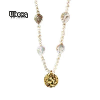 China 2021 FASHIONABLE fashion new simple copper gold plated women's pearl creative necklace for sale