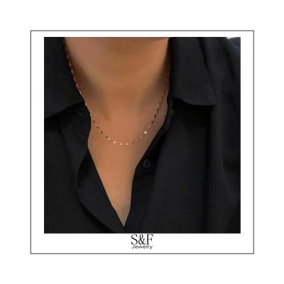 China CLASSIC Minimalist Simple Jewelry Stainless Steel Row Necklace 14k Gold Plated No Fade Small Disc Choker Necklace for sale