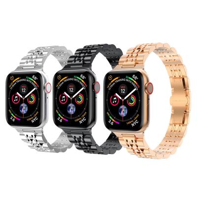 China Flexible Custom Stainless Steel Metal Wrist Smart Strap Chain Watch Band For Apple Watch for sale