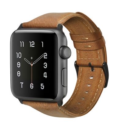 China Flexible Quick Release Leather Soft 22mm 44mm Men Wrist Watch Band Strap For Apple for sale