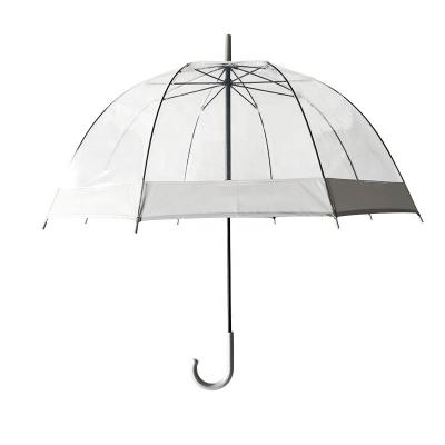 China Custom Open Manual Open Transparent Dome Safety Clear Umbrella With Matching Color Border for sale