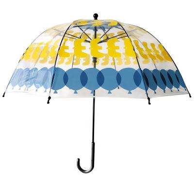 China Manual Open Dome Shape Transparent Umbrella With Full Safety Manual Design Open Umbrella For Kids for sale