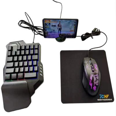 China JCHF ERGONOMIC 3 in 1 Mechanical Single Hand Converter Mouse Keyboard Gaming Combo Set for PUBG Android/IOS Mobile Game Accessory for sale