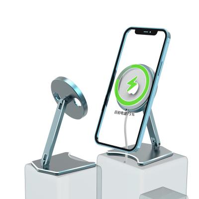 China JCHF Adjustable Magnetic Wireless Charger Saving Space With Flexible Aluminum Alloy Display Stand Vertical Holder For iPhone 12 for sale