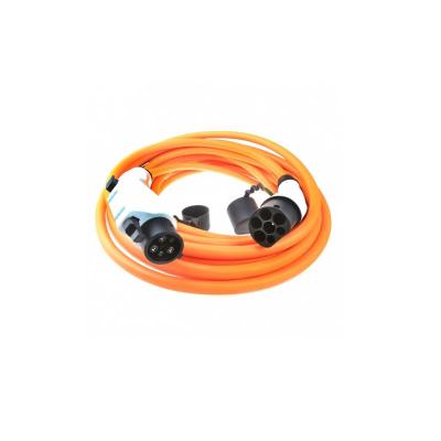 China Electric Vehicle Connector SAE J1772 to IEC 62196 32A 5m - Orange Green Cable Type 2 to Type 1 32A for sale