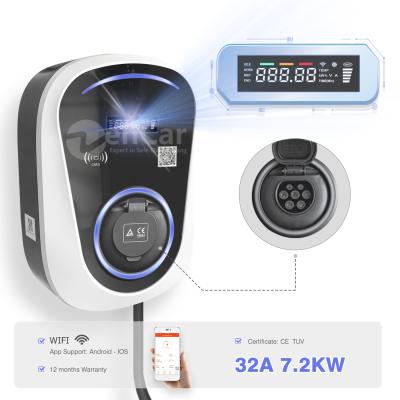 China WIFI ac ev charging station wallbox charger type 7kw - 2 socket with APP control load balancing ac ev charging station for sale