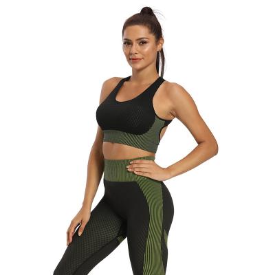 China Breathable Europe and the United States Yoga Vest Fitness Tops Vertical Stripe Sports Women Hygroscopic Sweating Bra for sale