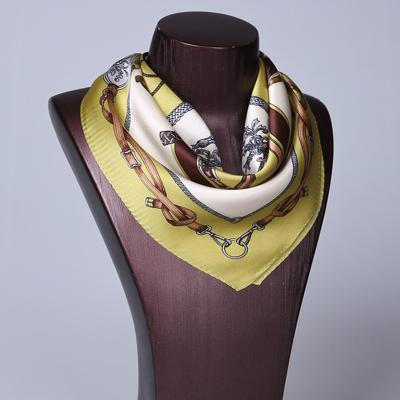 China Square 52cm*52cm 100% Silk Screen Printed Silk Scarf Custom 12M/M Silk Satin Scarf for sale