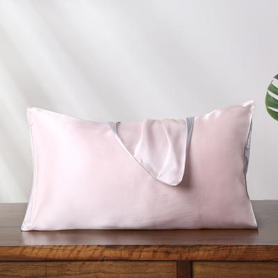 China Anti-Puffiness Accept Custom Designs Woven Solid 100% Pure Satin 19mm Silk Pillowcase Color With Zipper for sale