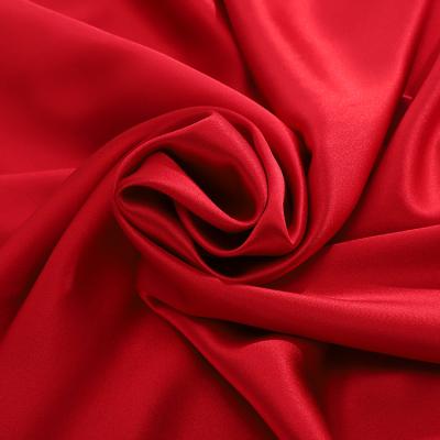 China Double Faced Good Quality 25M/M Satin Charmeuse Fabric Red Pure Silk Charmeuse For Dress Wedding for sale