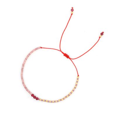 China Miyuki Seed Bead Dainty Simple Crystal Spacer Bracelet Fashion Handmade Red Color Go2BoHo Jewelry Asymmetrical Bracelets For Women for sale