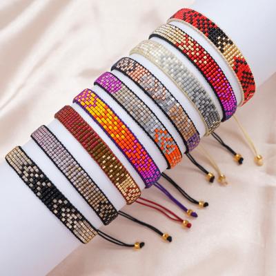 China Go2BoHo Miyuki Handmade Woven Bracelet Fashion Jewelry Bohemian Gold Seed Beads Chevron Bracelets Red Black For Women Jewelry Gift 2022 for sale