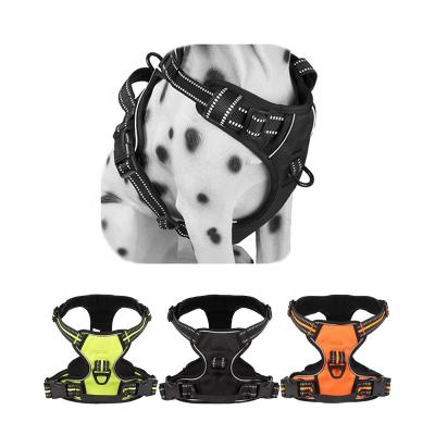 China Padded 2021 Reflective Adjustable Soft Padded Pet Vest Service Dog Harness With Easy Control Handle for sale