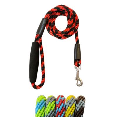 China Padded Mountaineering Durable Braided Round Rope Nylon Dog Pet Reflective Leash With Soft Handle for sale