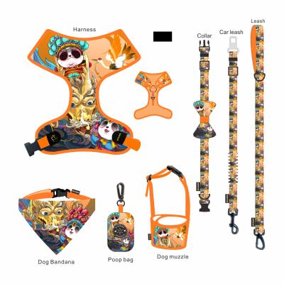 China Custom Soft Padded No Pull Pet Invest Adjustable Reversible Designer Dog Harness Leash Collar Set Dog Harness for sale