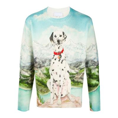 China OEM copy Digital Anti-wrinkle 100%wool new long sleeve sweater 3D casual fashion pullover sweater for men for sale