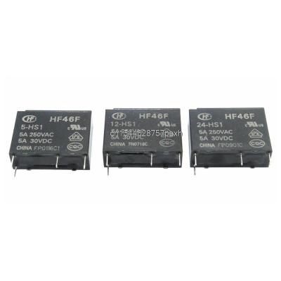 China Standard 10PCS/lot 30VDC Power Relays HF46F-005-HS1 HF46F-012-HS1 HF46F-024-HS1 5-HS1 12-HS1 24-HS1 5A 250VAC 4PIN 5V 12V 24V DC for sale