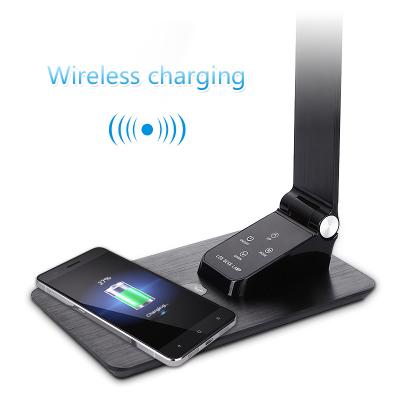 China Touch Switch Residential Folding Led Desk Lamp With Wireless Charger Qi Wireless Night Fill Light for sale