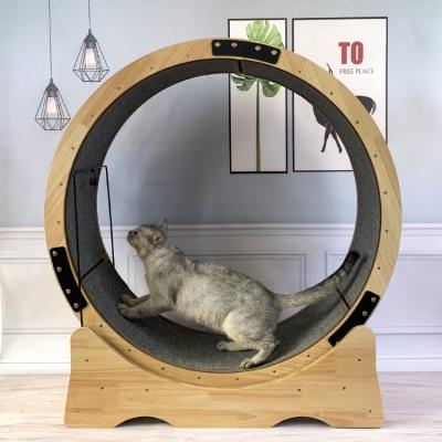 China Stored Device Cat Toy Cat Exercise Wheel Solid Wood Cat Wheel Pet Exercise Weight Loss Treadmill for sale