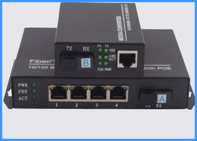 China 4 Ports POE Fiber Optic Media Converter , Ethernet To Optical Media Converter for sale