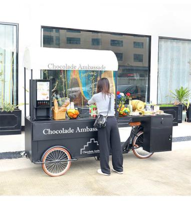 China Leisure Fast Food Equipment Long Service Life Mobile Food Cart / Coffee Vending Bike for sale