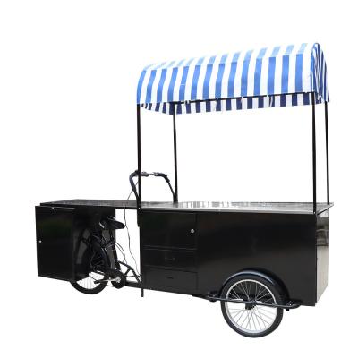 China Coffee Electric Vending Tricycle Freezer Business Bike Ice Cream Carts Bicycle 120KG for sale