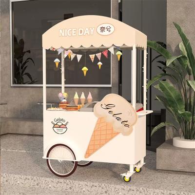 China Handpush Shopping Vending Cart voor vleesverwerkende fabrieken Mobiele ijsmandje Te koop