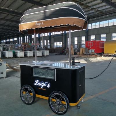 China Italian Gelato Bike Ice Cream Cart Mobile Push Popsicle Showcase Freezers Vending Cart For Outdoor sale for sale