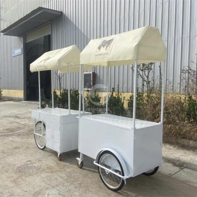 China 3 ruedas Cargo Bicicleta Distribución de alimentos en la calle Bicicleta Crepe Remolque de alta calidad helado Café Carro de empuje en venta