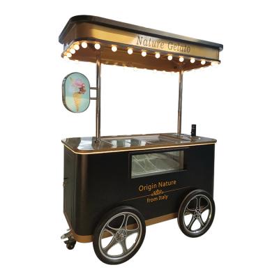 China Gelato showcase kiosk popsicle freezers hand push Italian ice cream display cart for sale